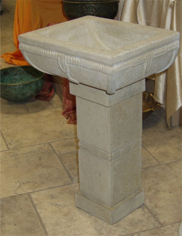 Waschtisch mit Säule aus Stein hand gemeiselt. Becken 52_43cm Säule 20_60cm CAPITELLO ROMANICO datei