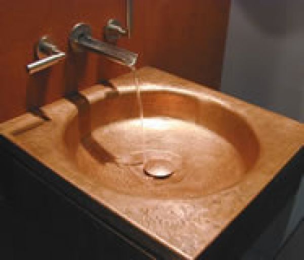 Cupferbecken handgearbeitet quadratisch mit rundem Becken 50 x 50cm aus Cupfer und Überlauf Etruscan Cupferbecken handgearbeitet quadratisch mit rundem Becken 50 x 50cm aus Cupfer und Überlauf Etruscan