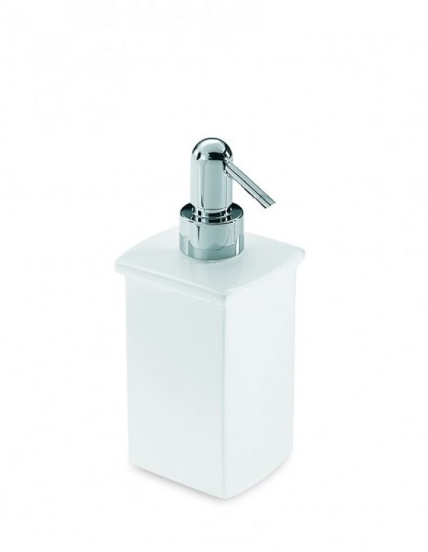Standseifenspender aus Keramik weiss mit Pumpe aus Messing verchromt für Flüssigseife 7x8x19cm WEISS_CHROM datei Standseifenspender aus Keramik weiss mit Pumpe aus Messing verchromt für Flüssigseife 7x8x19cm WEISS_CHROM datei