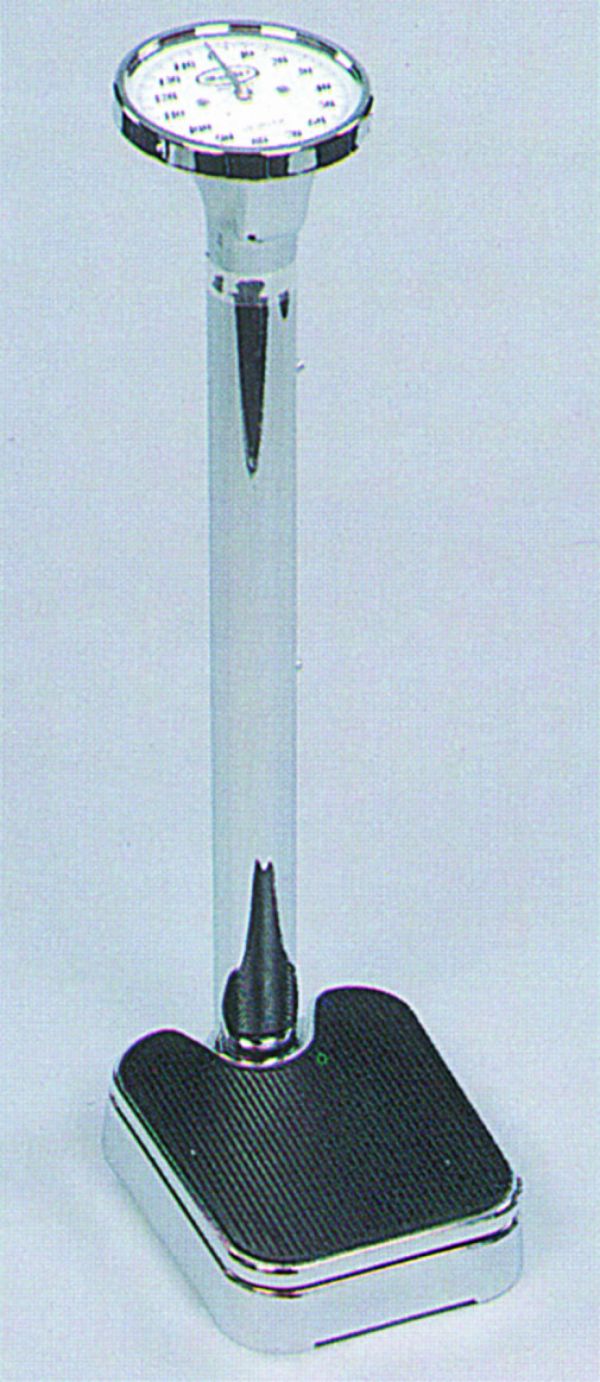 Metallwaage mit Gummiauflage und mechanischer Verstellung Chrom, 150kg Metallwaage mit Gummiauflage und mechanischer Verstellung Chrom, 150kg